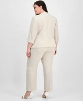 Kasper Plus Size Jacket Printed Top Pants