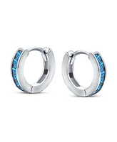 Bling Jewelry Delicate Tiny Cz Channel Set Huggie Hoop Earrings Sterling Silver