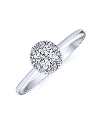 Bling Jewelry Classic Carney Yellow Emerald Green Cz Halo Round Solitaire Promise Ring .925 Sterling Silver 14K Gold Plated Cubic Zirconia Pave Side S