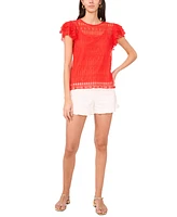 Vince Camuto Women's Lace Ruffle-Sleeve Top
