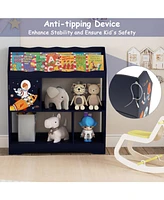 Kids Toy Storage Organizer with Book Shelf and Storage Cabinet