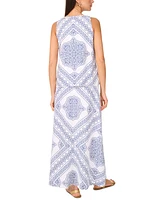 Vince Camuto Women's Linen-Blend V-Neck Printed Sleeveless Top