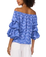 Vince Camuto Women's Textured Off-The-Shoulder Bubble 3/4-Sleeve Tie-Front Blouse