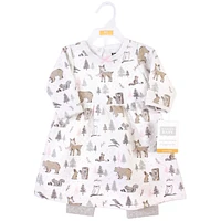 Hudson Baby Toddler Girls Hudson Quilted Cotton Long-Sleeve Dress and Leggings 2pc Set