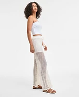 Bar Iii Women's High Rise Crochet Pants, Exclusively at Macy's