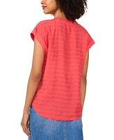 Vince Camuto Women's Textured Split-Neck Cap Sleeve Top