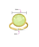 Bling Jewelry Multifaceted Seafoam Green Simulated Chalcedony Or Pink Simulated Rose Quartz Statement Ring 14K Gold Plated .925 Silver