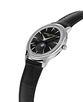 Frederique Constant Men's Swiss Moneta Moonphase Leather Strap Watch 37mm