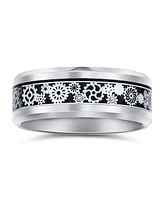 Bling Jewelry Couples Irish Viking Celtic Infinity Etched Irish Celtic Knot Maltase Cross Band Rings Titanium Wide Matte Silver Tone