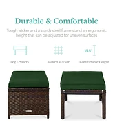 Best Choice Products Set of 2 Multipurpose Patio Wicker Ottomans w/ Removable Cushions