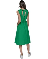 Karl Lagerfeld Paris Women's Poplin Bow-Back A-Line Dress