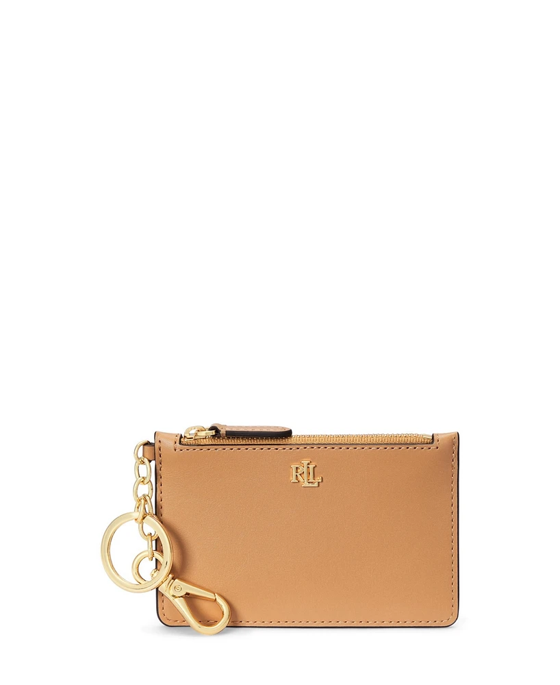 Lauren Ralph Lauren Full-Grain Leather Key-Ring Small Zip Card Case