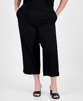 Ak Anne Klein Plus High-Rise Cropped Pull-On Pants