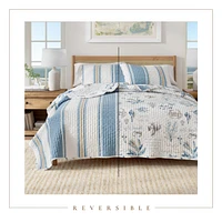 Linery & Co. Reversible Stripe and Coastal Quilt Set with Shams