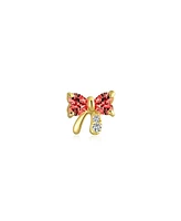 Bling Jewelry 14K Gold Small Bow Stud Earrings with Cz Screw Back
