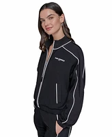Karl Lagerfeld Paris Women's Mock-Neck Colorblocked Jacket