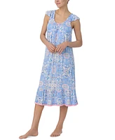 Ellen Tracy Women's Flutter-Sleeve Midi Nightgown