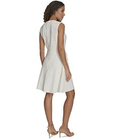 Tommy Hilfiger Women's Button-Front Basket-Knit Fit & Flare Dress