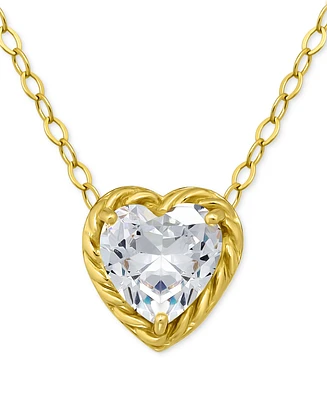 Giani Bernini Cubic Zirconia Heart Pendant Necklace, 16" + 2" extender, Exclusively at Macy's