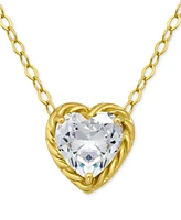 Giani Bernini Cubic Zirconia Heart Pendant Necklace, 16" + 2" extender, Exclusively at Macy's
