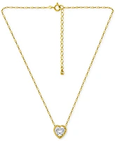 Giani Bernini Cubic Zirconia Heart Pendant Necklace, 16" + 2" extender, Exclusively at Macy's
