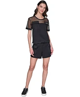 Karl Lagerfeld Paris Women's Mesh-Trim Cargo Top