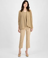 Kasper Women's Herringbone High-Low 3/4-Sleeve Cardigan