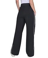 Karl Lagerfeld Paris Women's Mesh-Trim Wide-Leg Pants
