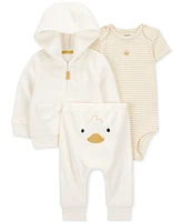 Carter's Baby Little Hooded Cardigan, Duck Bodysuit & Pants, 3 Piece Set