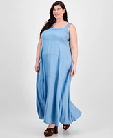 Vince Camuto Plus Square-Neck Tiered Maxi Dress