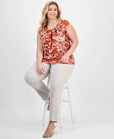 Kasper Plus Printed Keyhole Camisole Top