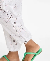On 34th Women's Cotton Eyelet Pull-On Joggers, Exclusively at Macy's