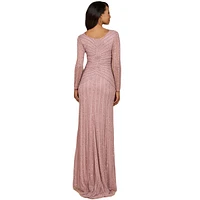 Lara Women's Long Sleeve Beaded Gown