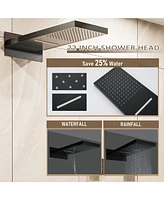 Mondawe Thermostatic Wall Mounted Complete Shower System with Digital Display and Body Jets