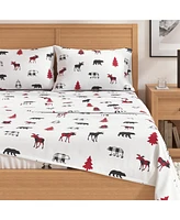 Turkish Cotton Double-Brushed Lodge Printed Flannel Bed Sheet Set