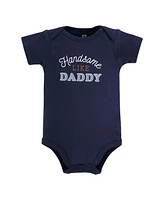 Hudson Baby Boys Cotton Bodysuits, Beige Navy Suspender, Months