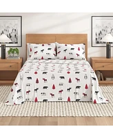 Turkish Cotton Double-Brushed Lodge Printed Flannel Bed Sheet Set