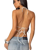 Edikted Women's Nyx Backless Sheer Lace Top
