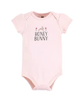 Hudson Baby Girls Cotton Bodysuits, Honey Bunny Flower, Preemie