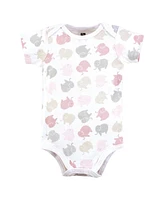 Hudson Baby Girls Cotton Bodysuits, Multi Color Mommy Elephant, Preemie