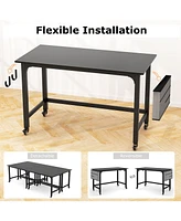 48 Inch Mobile Computer Workstation with 4 Smooth Casters