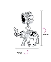 Bling Jewelry Republican Elephant Dangle Charm Bead Sterling Silver European Bracelet
