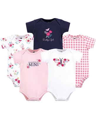 Hudson Baby Girls Cotton Bodysuits, Bright Butterfly Floral, Preemie