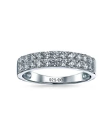 Bling Jewelry Micro Pave Cubic Zirconia Cz Stackable Band Ring .925 Sterling Silver 3MM