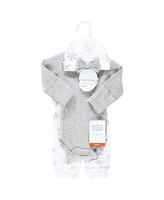 Hudson Baby Baby Girls Hudson Thermal Preemie Layette Set 4pc Long Sleeve Outfit, Snowflake, Preemie