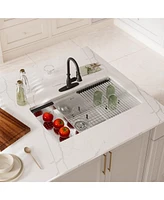 32 Inch Stainless Steel Brushed Kitchen Manual Sink With Single Grooves Under The Counter