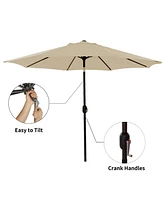 9ft Outdoor Patio Market Umbrella with Push Button Tilt and Crank in Blue