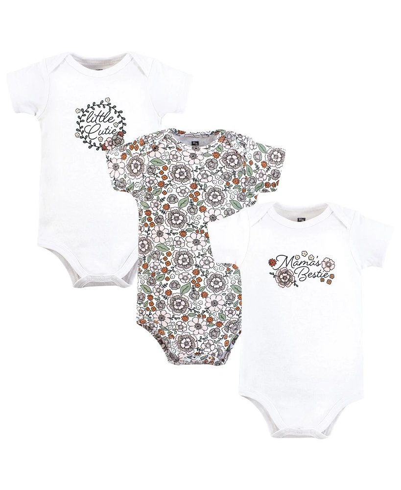 Hudson Baby Girls Cotton Bodysuits, Mamas Bestie Flower, Preemie