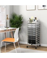10 Drawer Rolling Storage Cart Organizer with 4 Universal Casters-Gradient