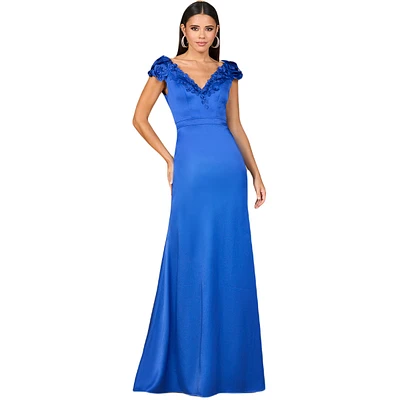 Lara Women's V-Neck, Satin Backed Crepe Gown